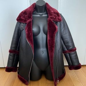 ASOS Design Bonded Aviator Jacket | Black/Burgundy | Size US 0